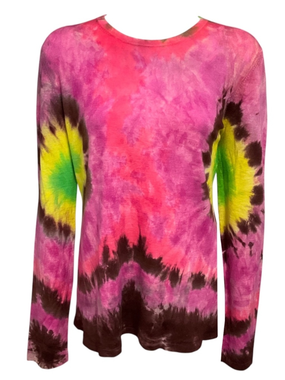 GABRIELA HEARST PINK MULTI TIE DYE CASHMERE KNIT PULLOVER SWEATER